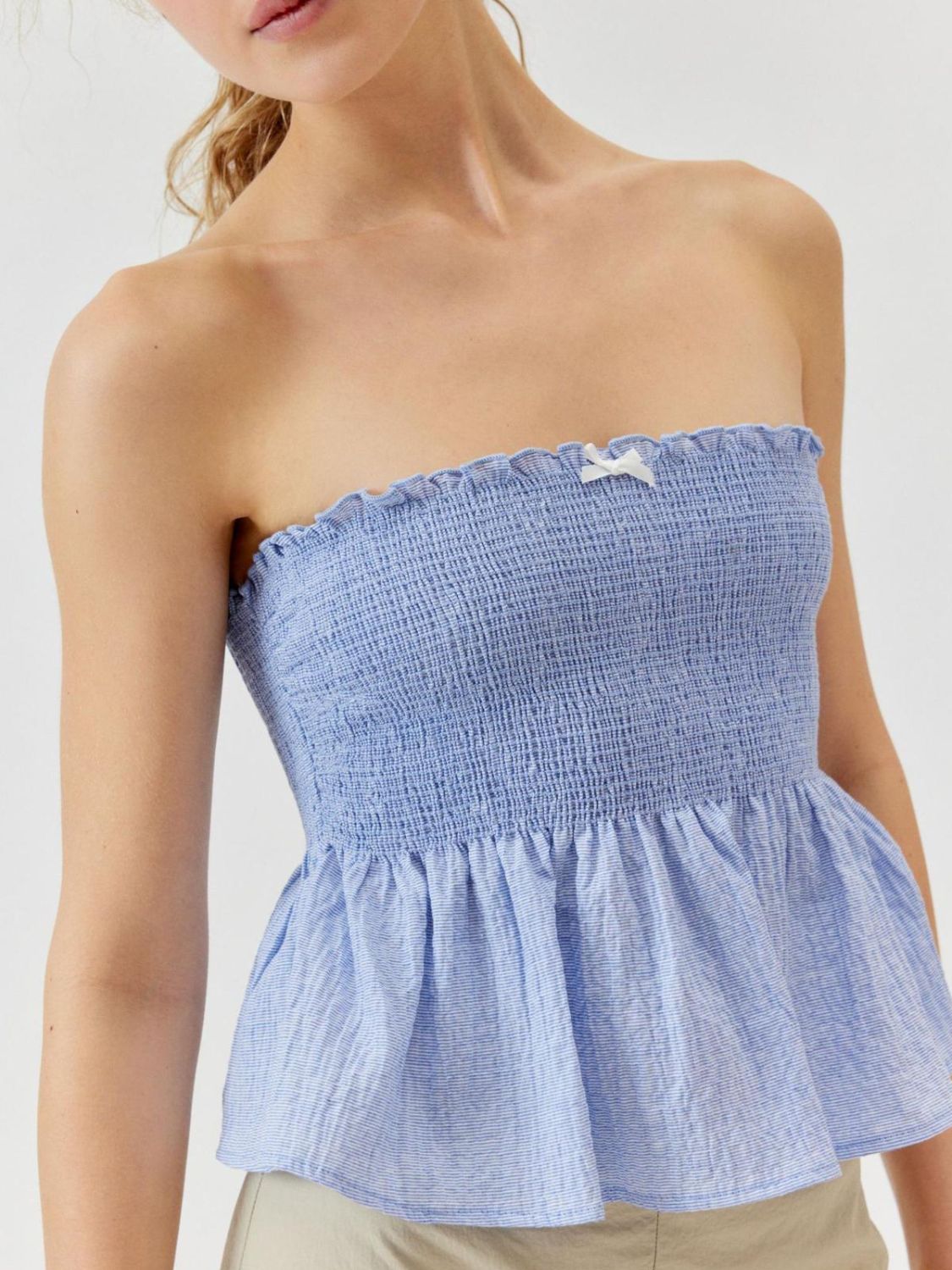 Aria - Smocked Peplum Tube Top med rynkade detaljer
