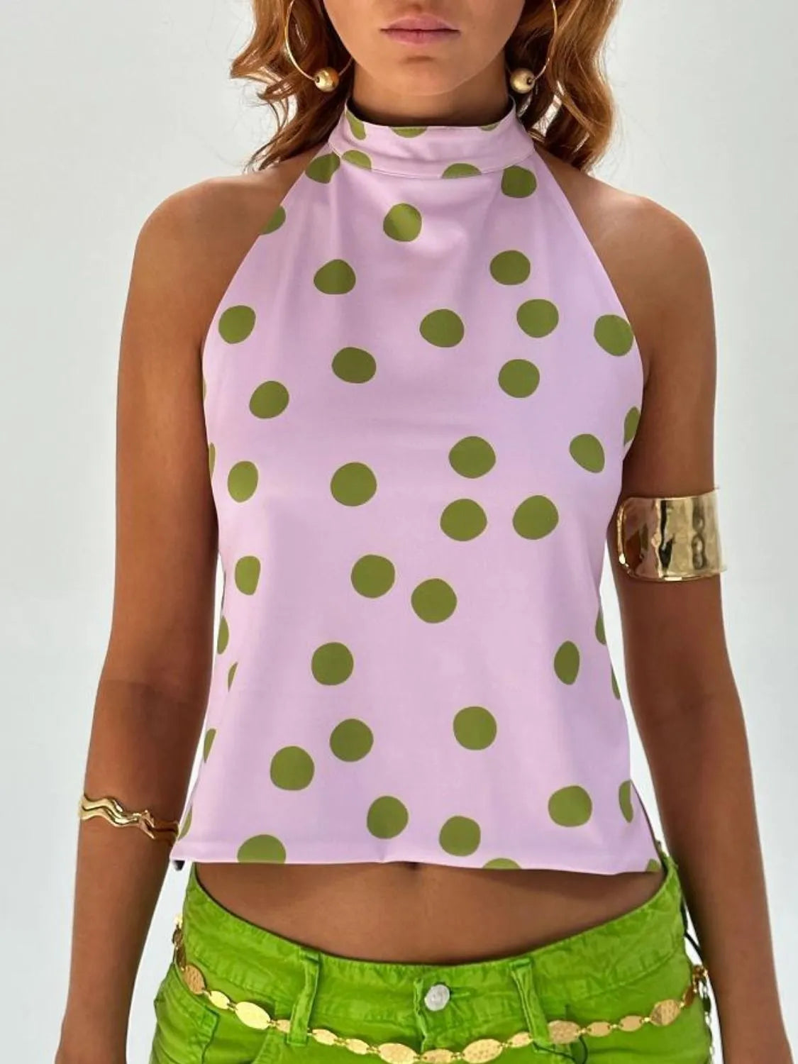 Iris - Tilltalande backless printed halter neck tank