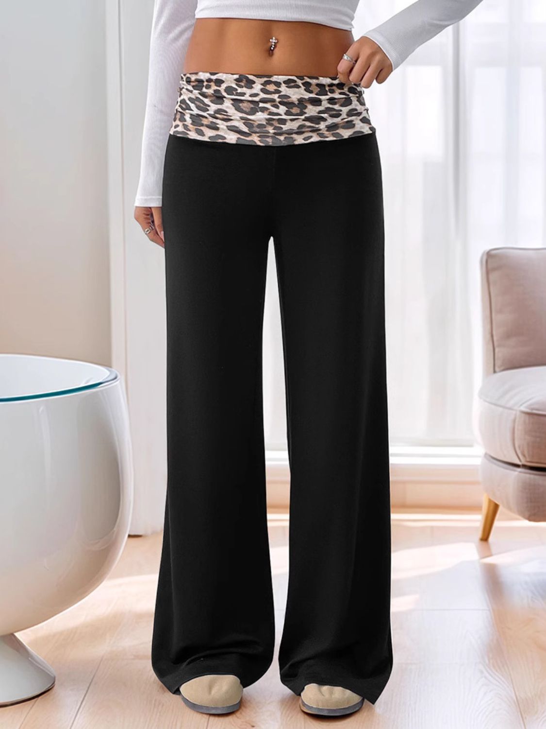 Giselle - High Waist Leopard Pants med bekväm passform