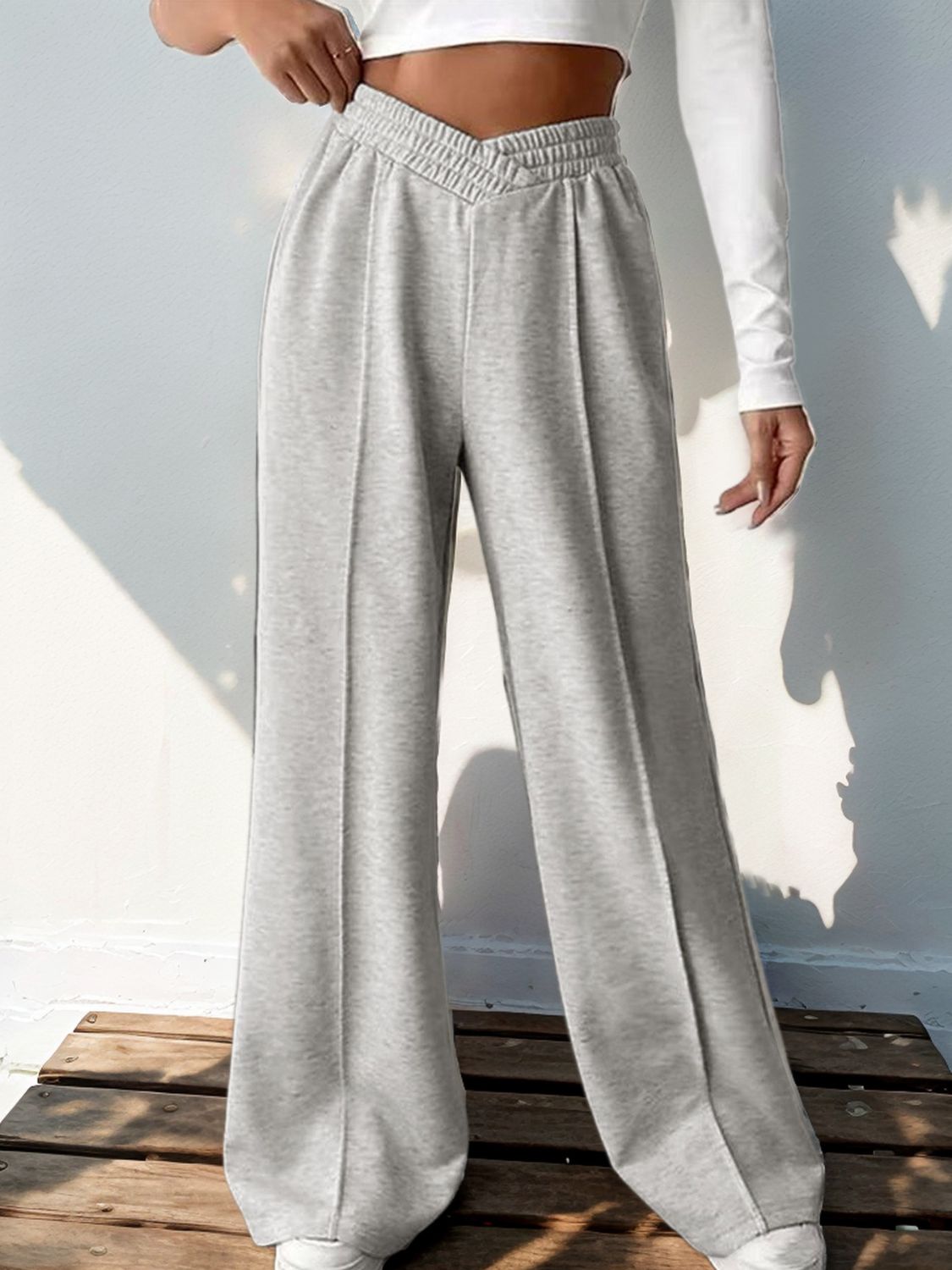 Sienna - Perfee Elastic Waist Wide Leg Pants med bekväm passform