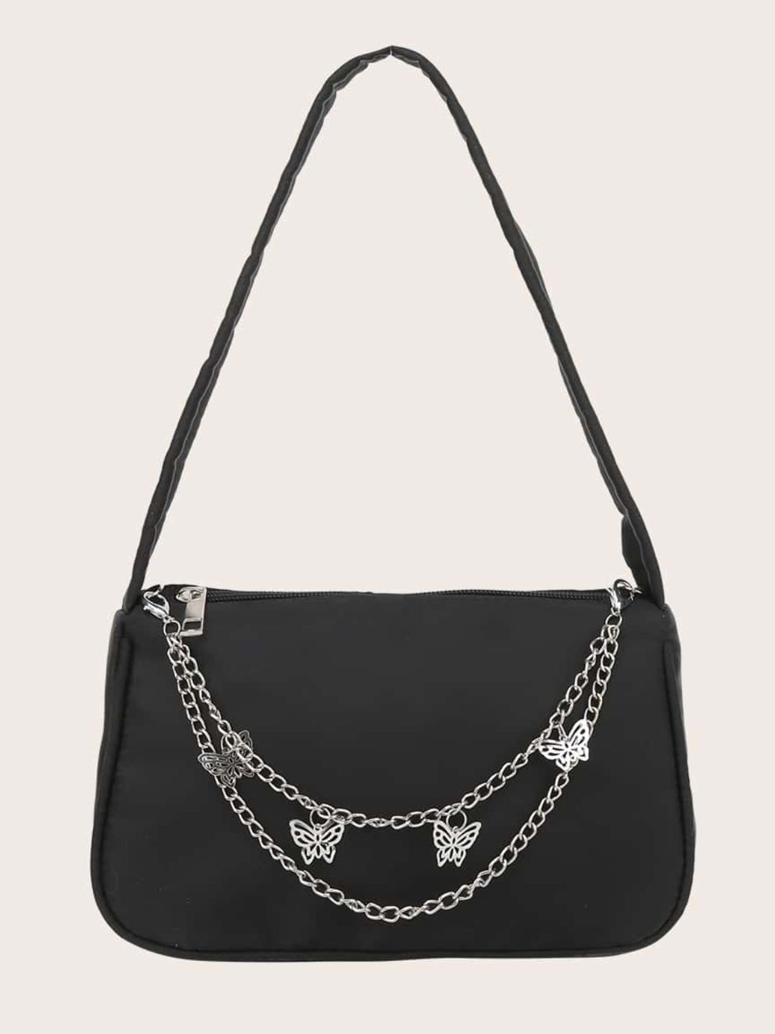 Amanda - Elegant Butterfly Chain Polyester Handbag i liten storlek