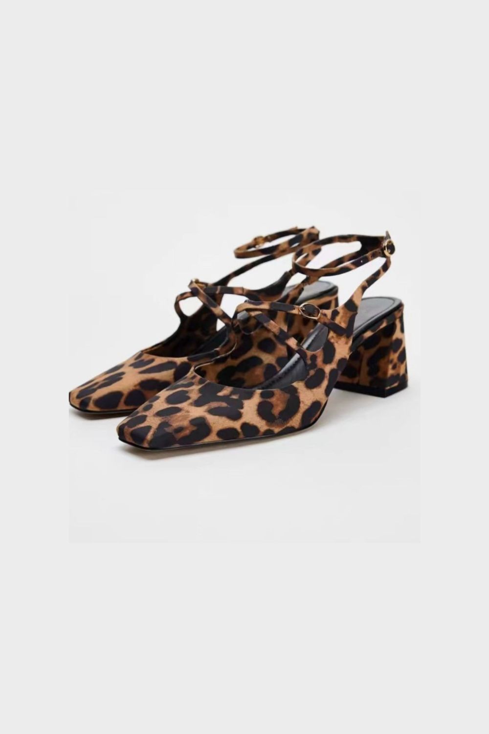 Bonnie - Eleganta Square Toe Slingback Pumps med mid-häl