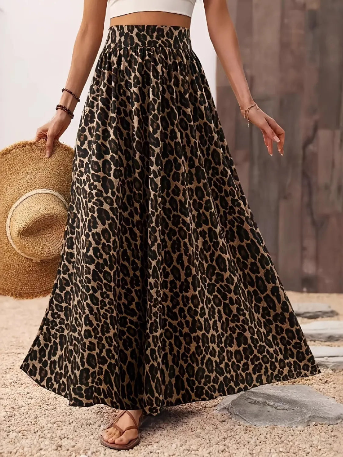 Selma - Elegant leopard maxi skirt med skön passform