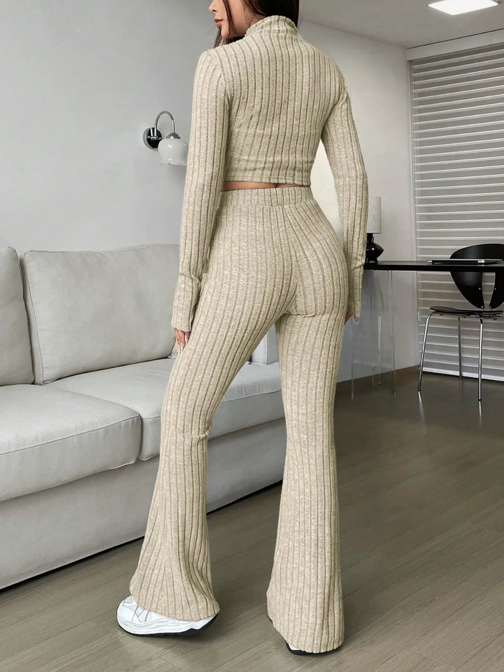 Freja - Honey Zip Up Long Sleeve Top och byxor set