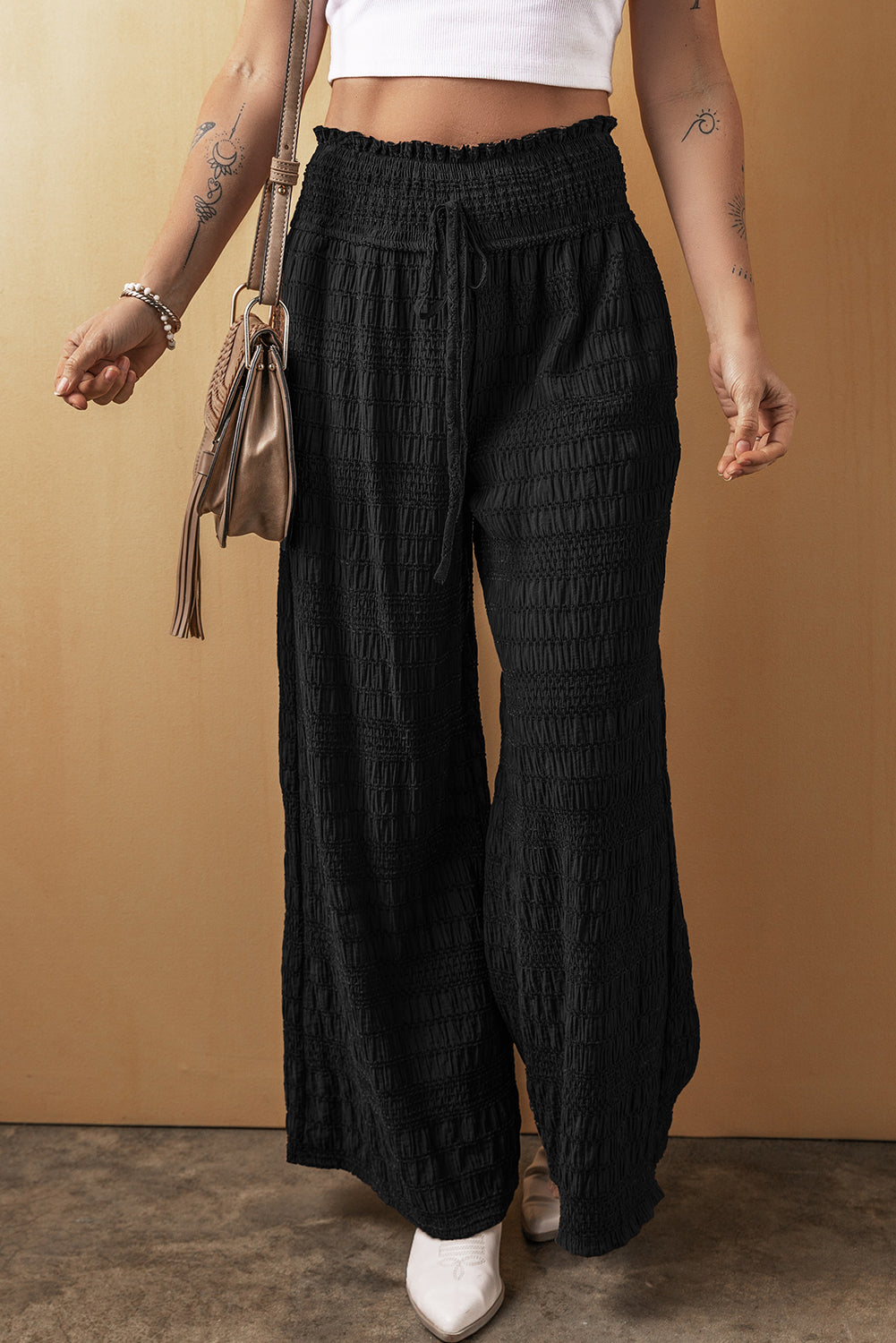 Wenna - Tied wide leg pants med elegant passform