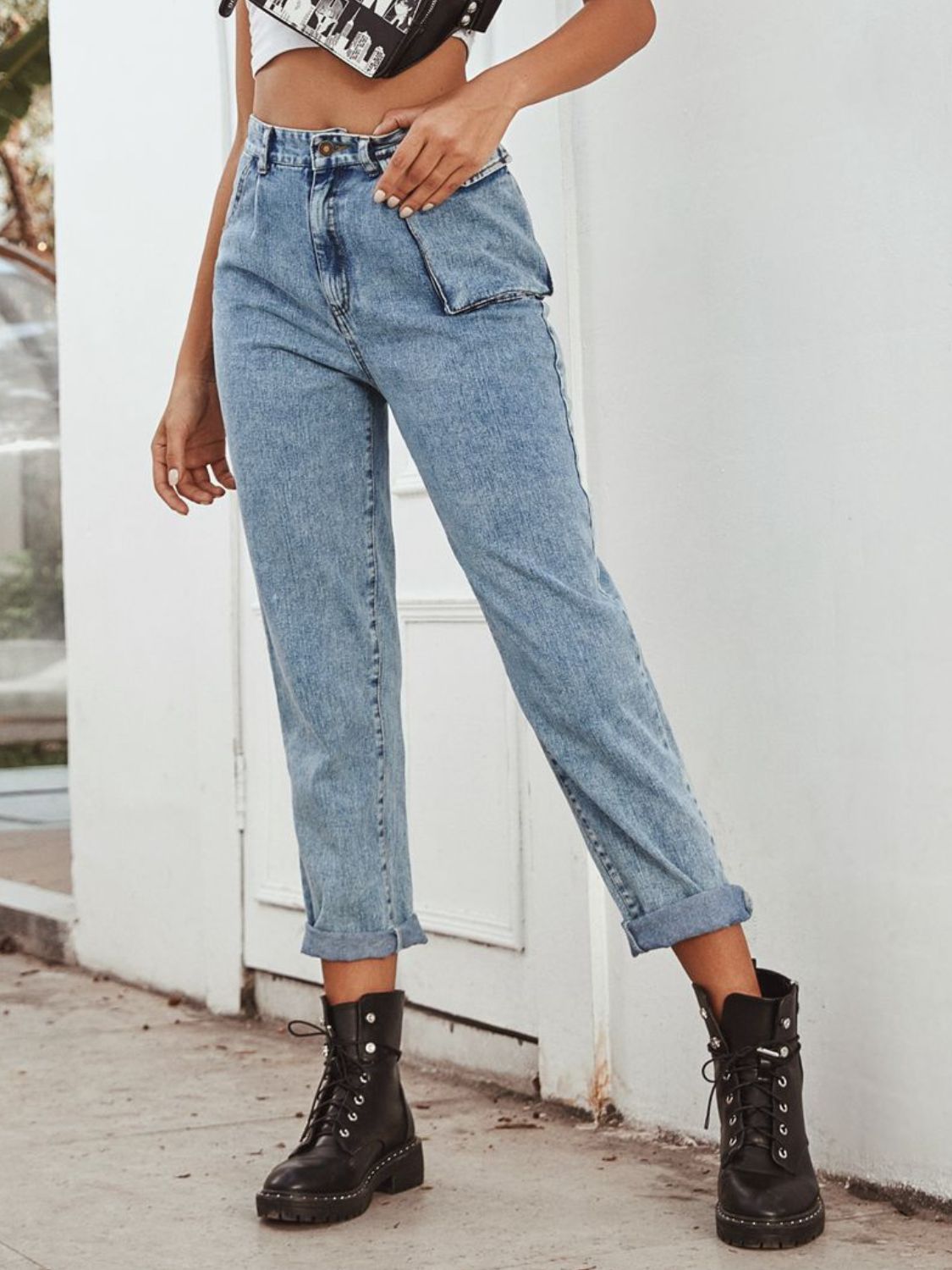 Ebba - Hög midja raka ben jeans med klassisk stil