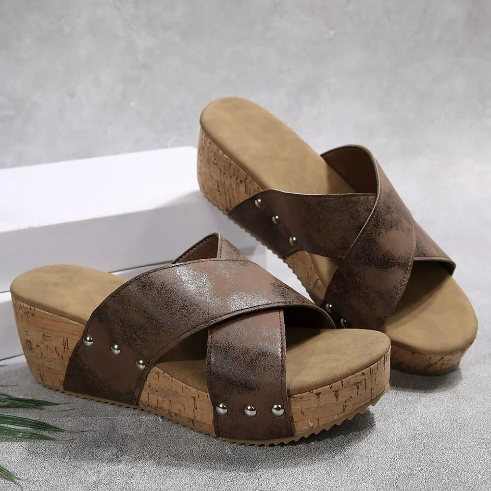 Stina - Open toe wedge sandals med bekväm design