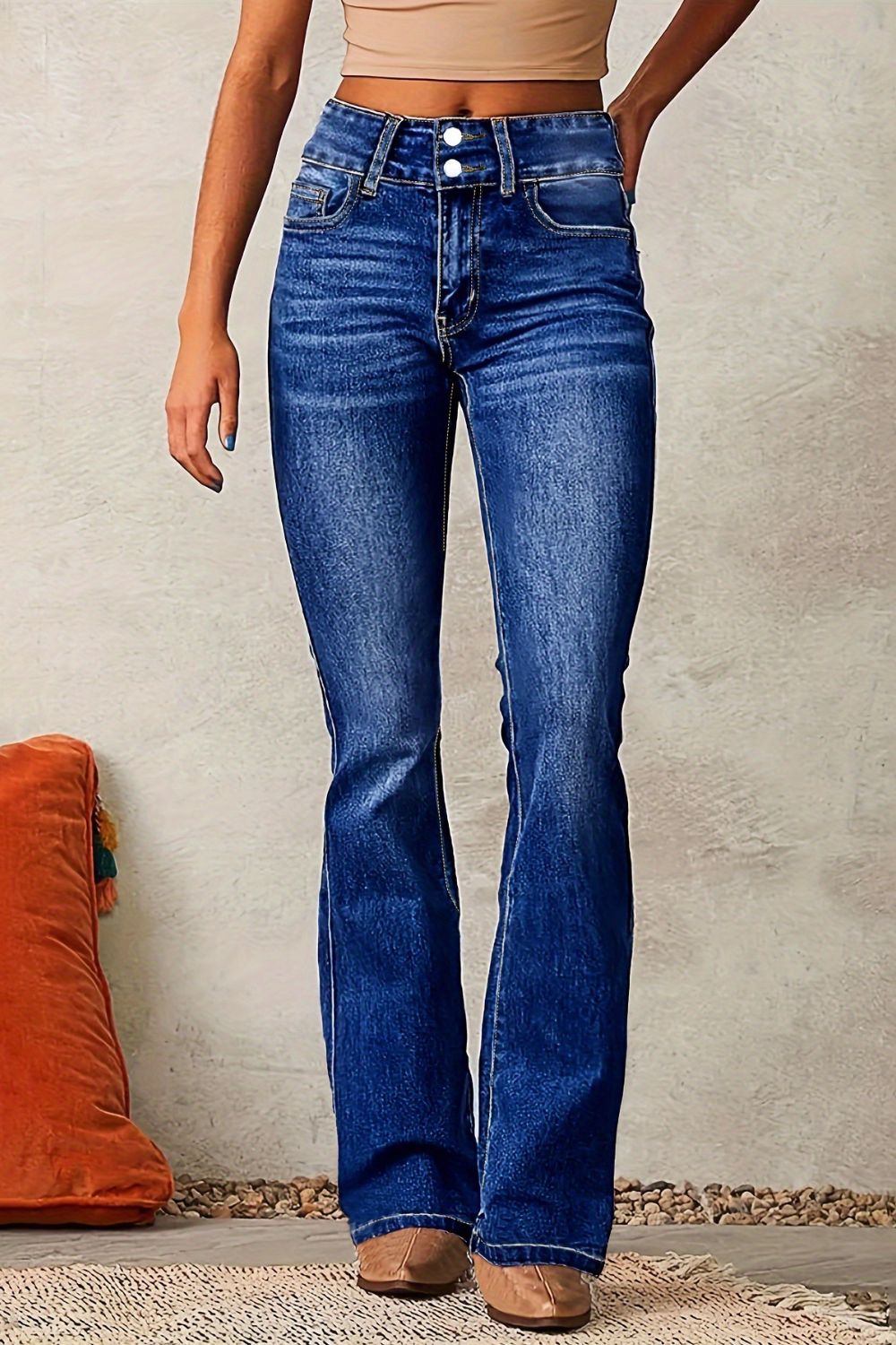 Nora - Cat Whisker Washed Bootcut Jeans med stretchig passform