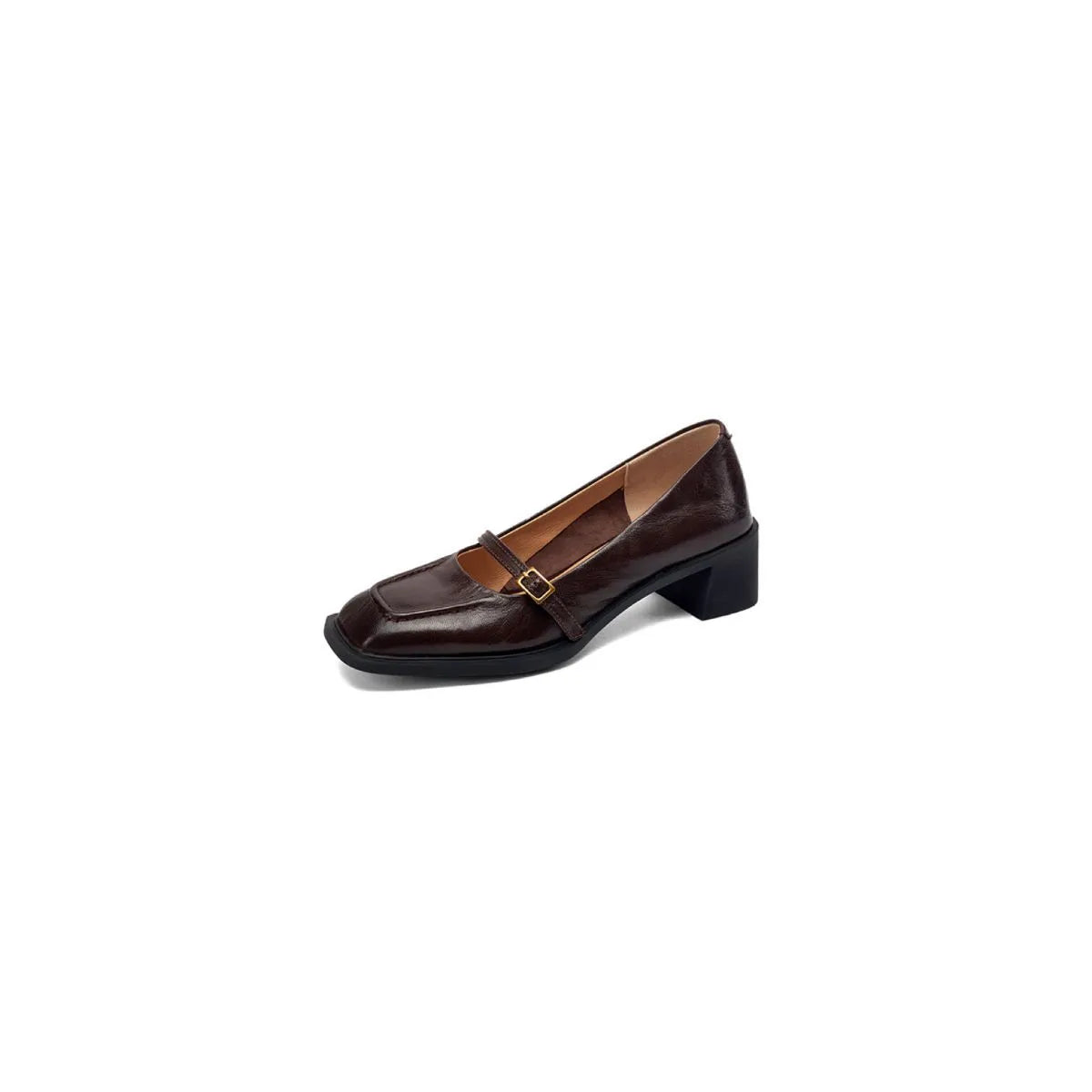 Lea - Moderiktiga square toe block heels pumps med komfort