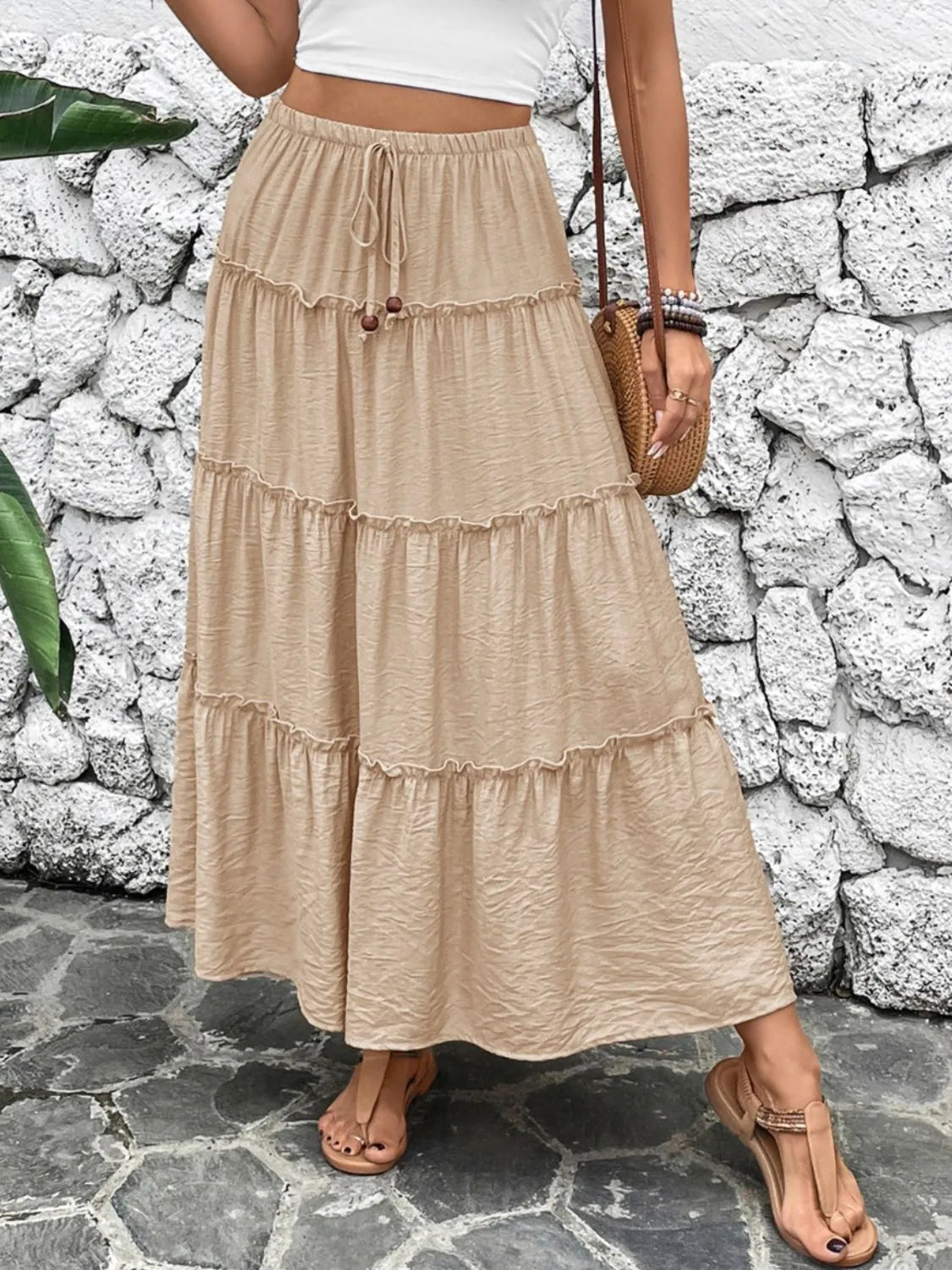 Matilda - Charmig frill tiered skirt med knytning och volanger
