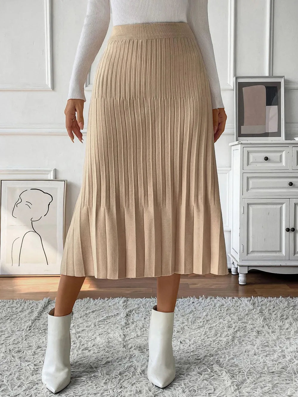 Alice - Perfee pleated midi sweater skirt med elegant stil