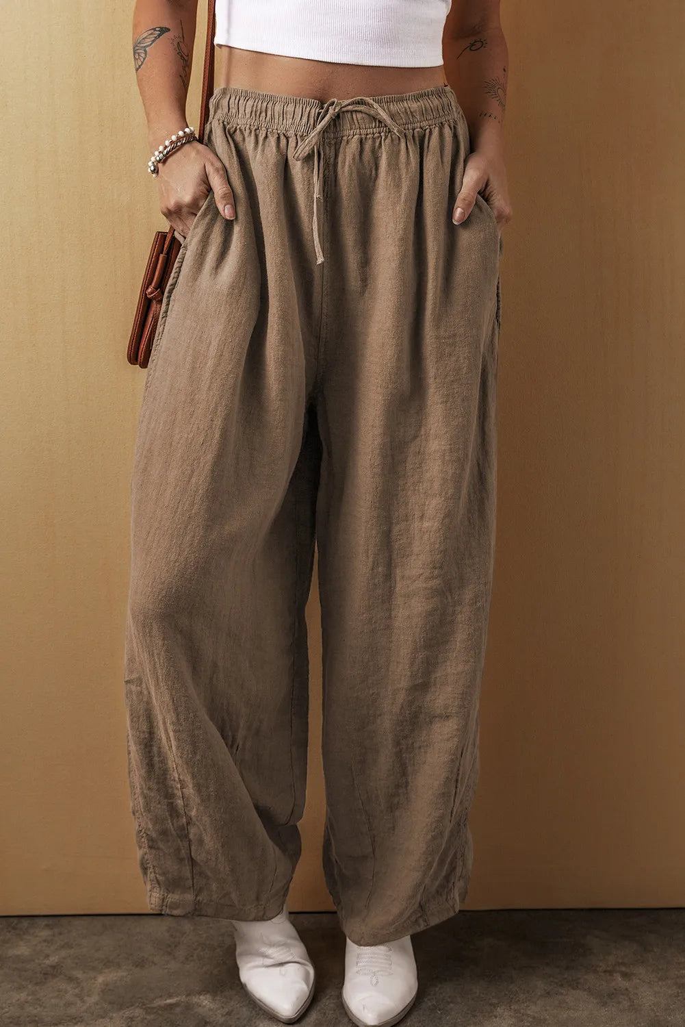 Vilda - Bekväma drawstring wide leg pants i lätt material