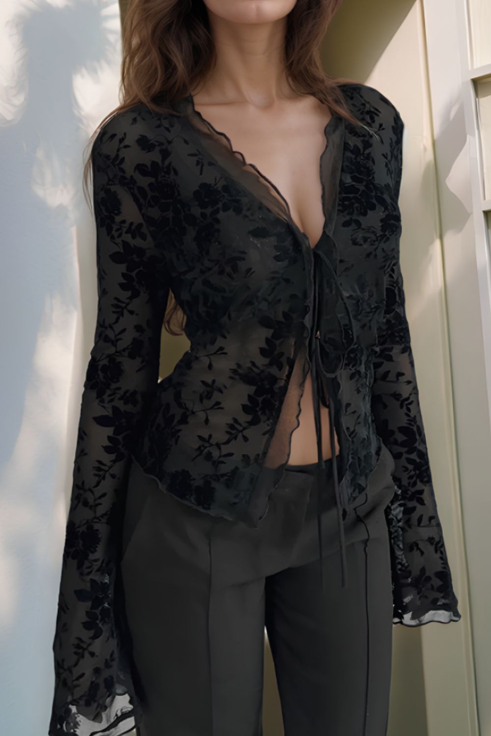Melina - Double Tied Long Sleeve Blouse med snygg design