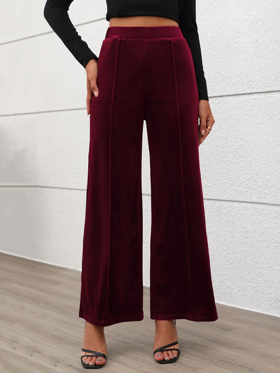Celine - Elastic Waist Wide Leg Pants med bekväm passform