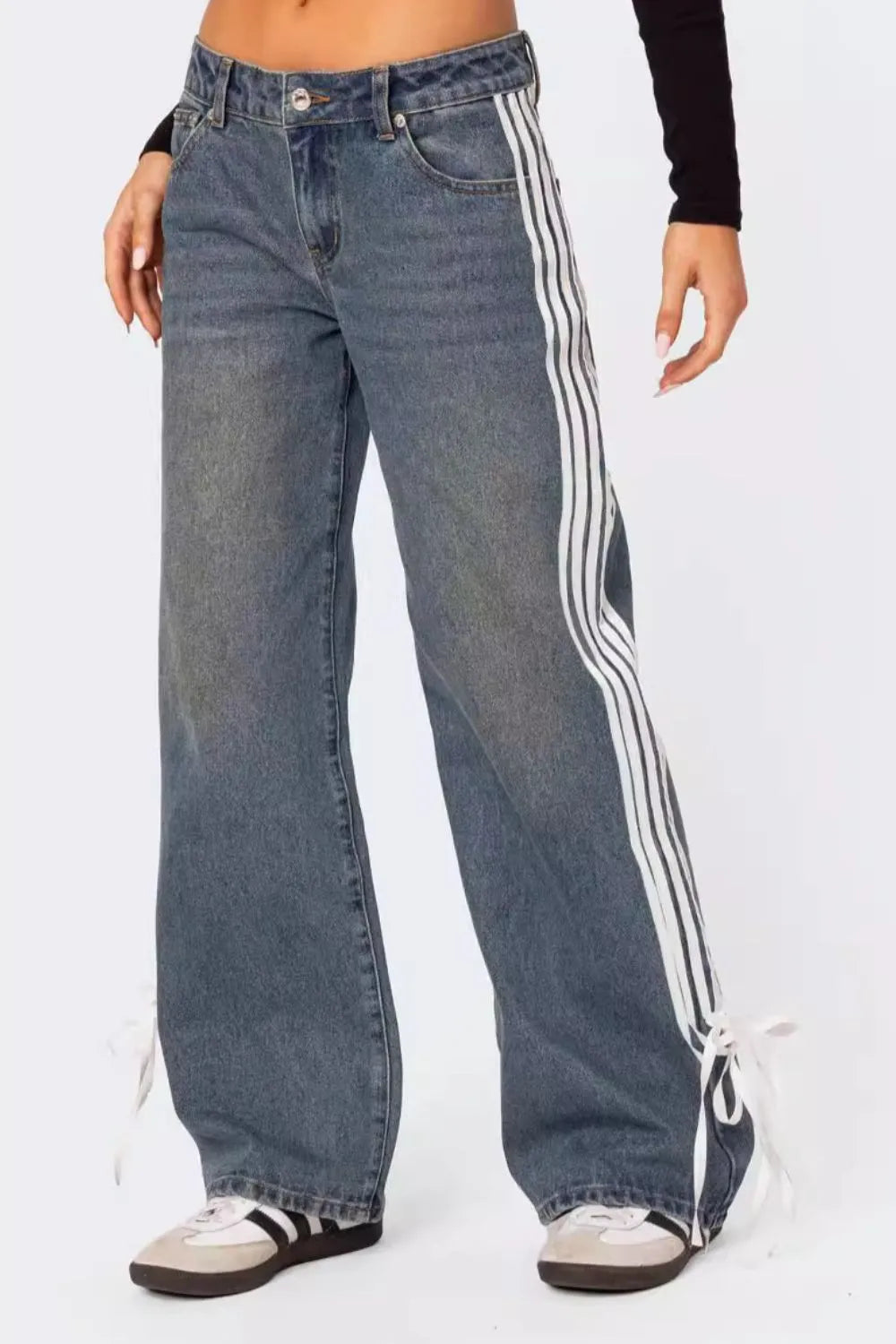 Linnea - Side striped loose fit jeans med avslappnad stil